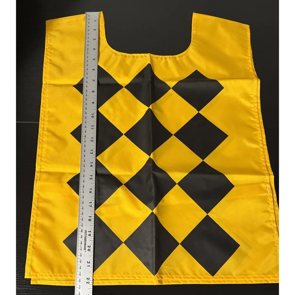 3 New Yellow Black Football Referee Vests ~ 2 Diamond Pattern ~ 1 Striped